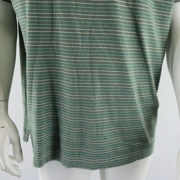 Patagonia Polo Shirt Mens Size L Organic Cotton Green Striped‎ - Picture 3 of 8
